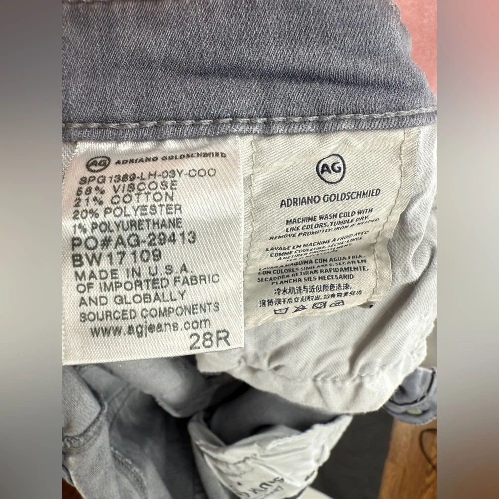 EUC AG Adriano Goldshmied Grey Skinny Raw Hem Jeans